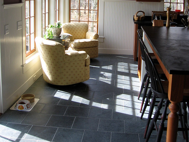 A floor laid with Vermont Soapstone tiles is both beautiful and functional.