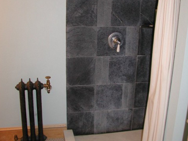 Vermont Soapstone tiles in the shower