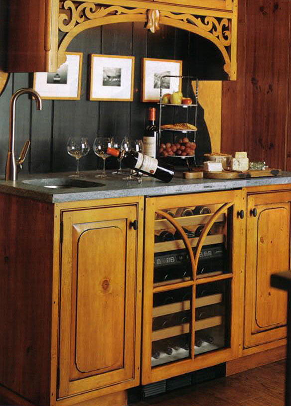 Vermont Soapstone countertop on a custom wine bar.